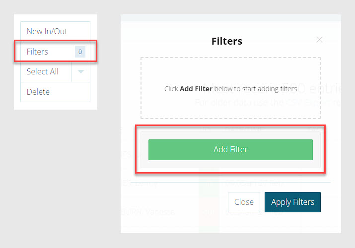 Filter time entries