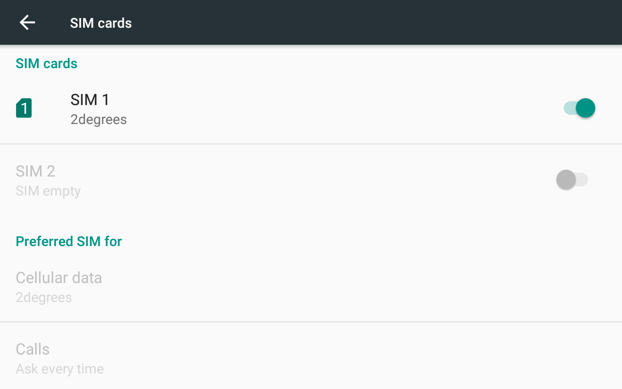 TimeTablet sim card settings