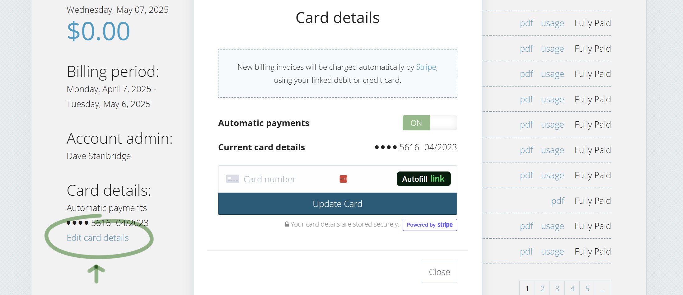 Edit Credit Card Details